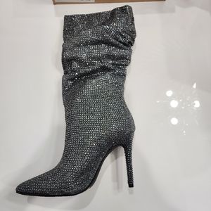 New in box Jessica Simpson Layzer Slouchy Gray Rhinestone Boots Size 8